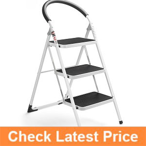 Delxo-3-Step-Ladder-Folding-Step-Stool-Stepladders-with-Handgrip-Anti-slip-and-Wide-Pedal-Sturdy-Steel-Ladder-330lbs-White-and-Black-Combo-(3-feet);